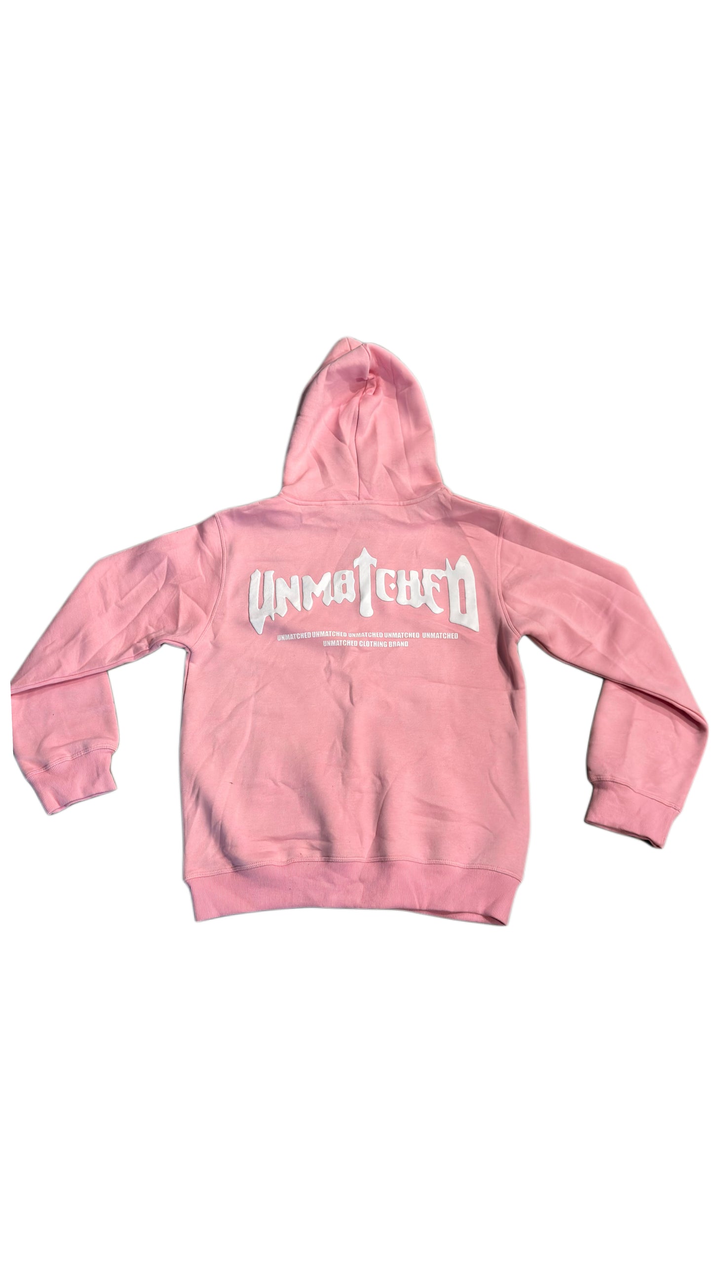Baby Pink Unmatched Hoodie-Puff print and silk Hood